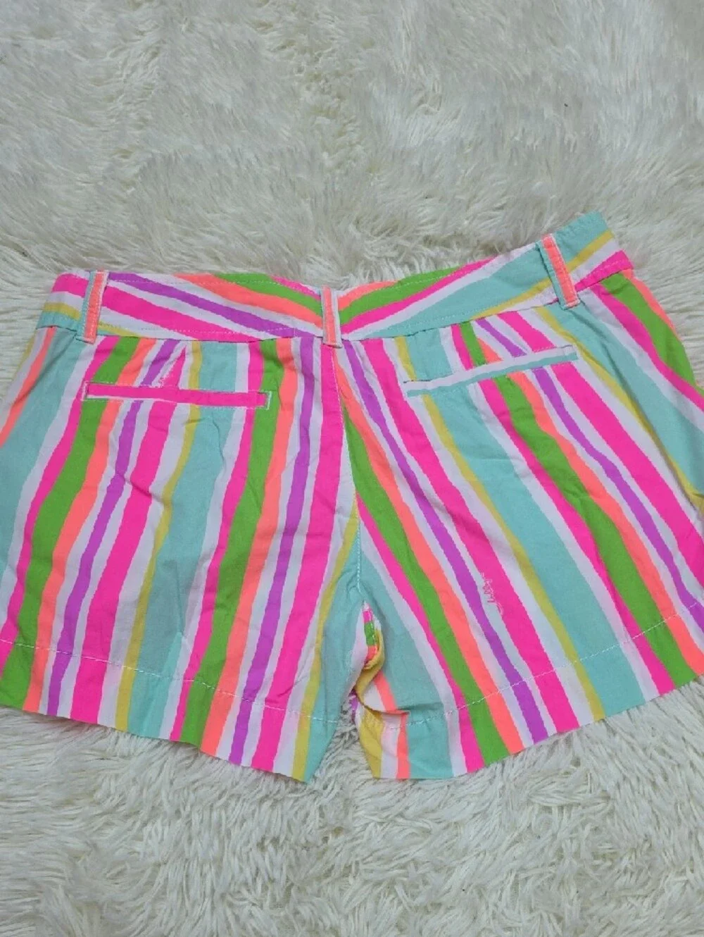 Lilly Pulitzer Multicolor Striped Bermuda Shorts - Pink, Green & Yellow